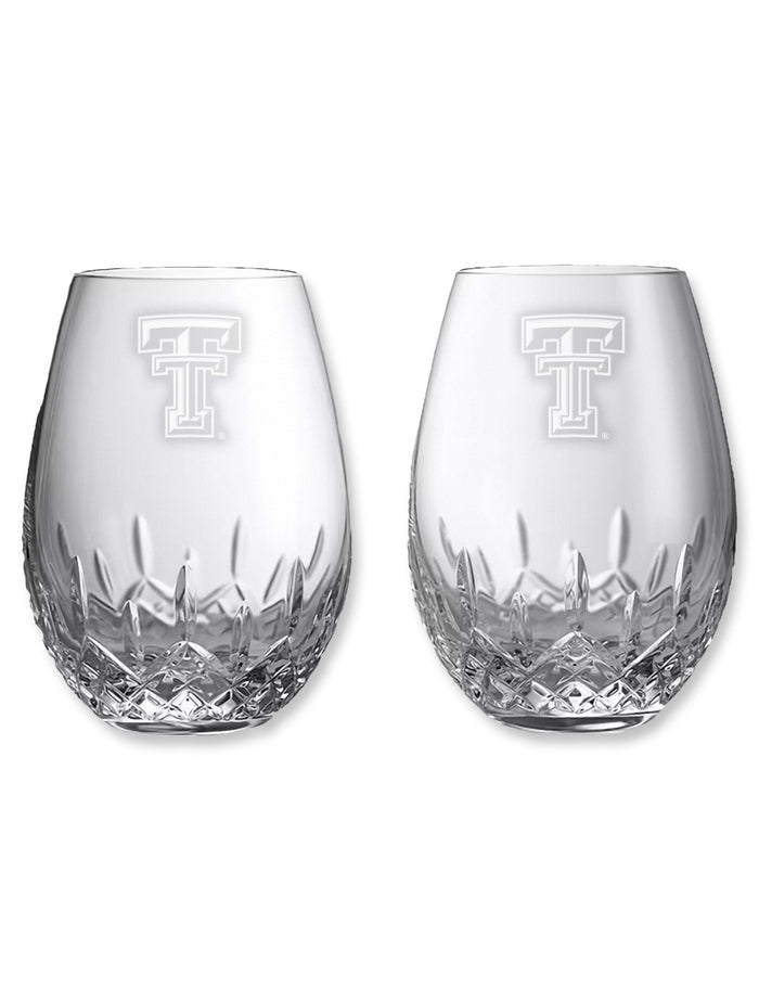 Waterford Texas Tech Lismore Essence Deep Red Stemless Wine Glasses