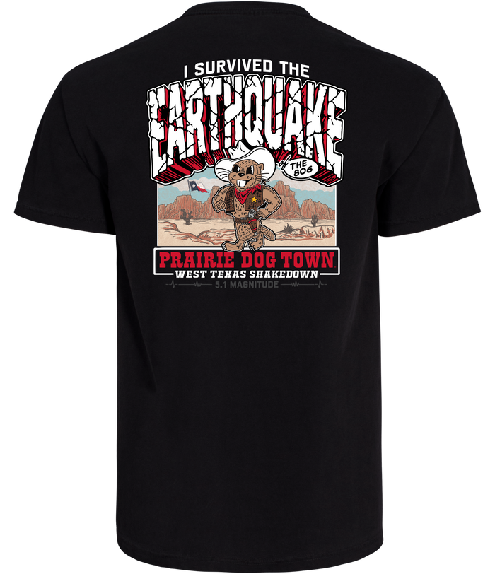 World Famous Prairie Dog Town "Quake Town" Black T-Shirt