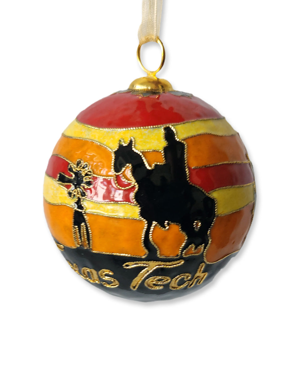 Kitty Keller Texas Tech Double T "Sunset Scene" Handcrafted Cloisonne Ornament