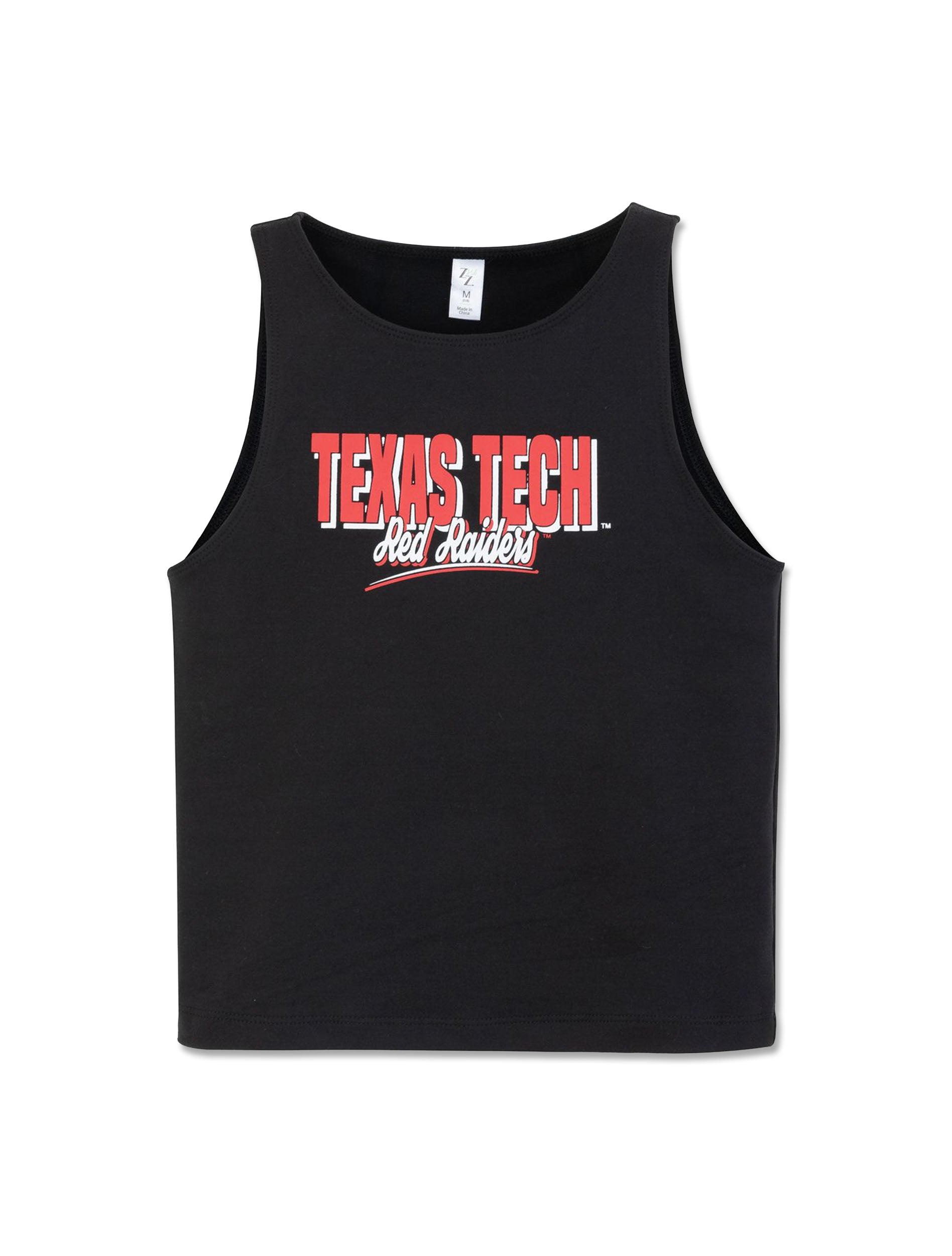 Black ZooZatz Texas Tech youth tank top with TEXAS TECH in red block capitals above Red Raiders in white script