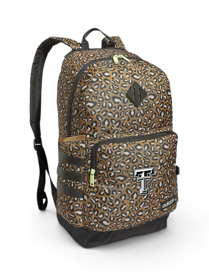 Adidas Texas Tech Black and White Double T "Classic 3S 4" Cheetah Backpack – Front view