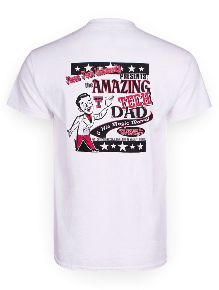 Amazing Tech Dad on White T-Shirt - Texas Tech – Front view