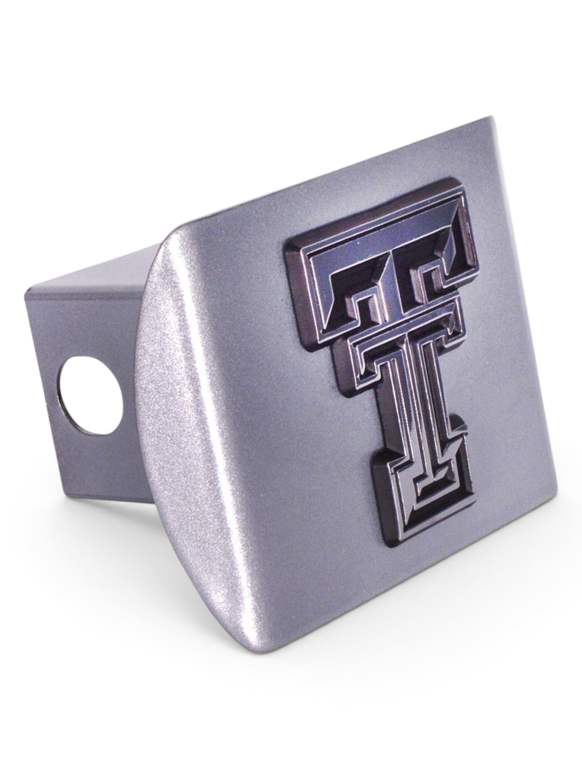 AMG Texas Tech  Red Raiders Metallic Silver with Chrome  Double T Hitch Cover – In room