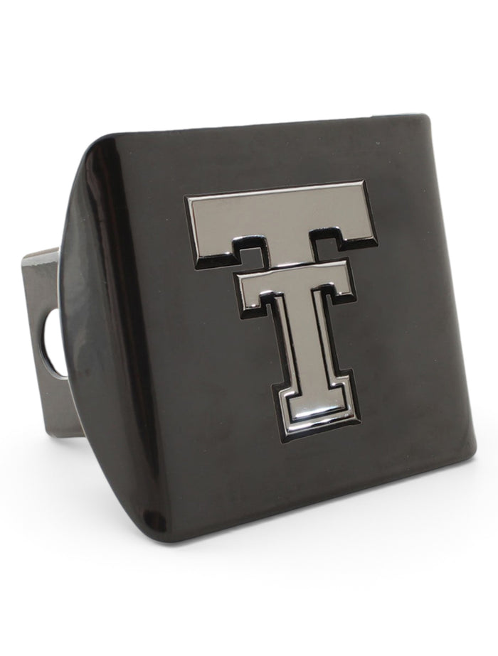 AMG Texas Tech  Red Raiders Throwback Double T Black Hitch Cover – Front view