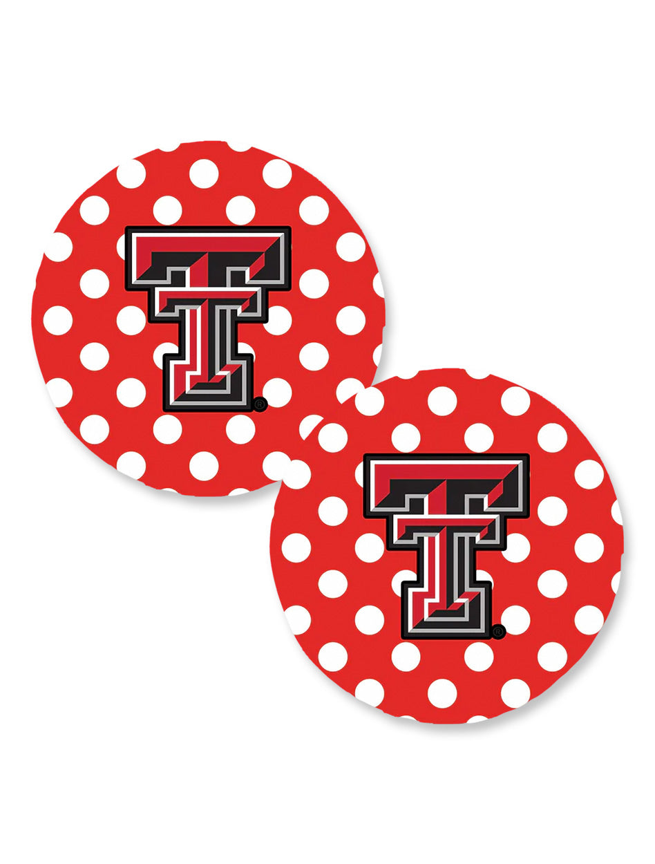 Texas Tech Double T Polka Dot Set of 2 Car Coaster