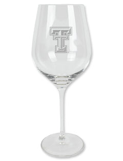 Texas Tech Etched Double T Chardonnay Wine Glass