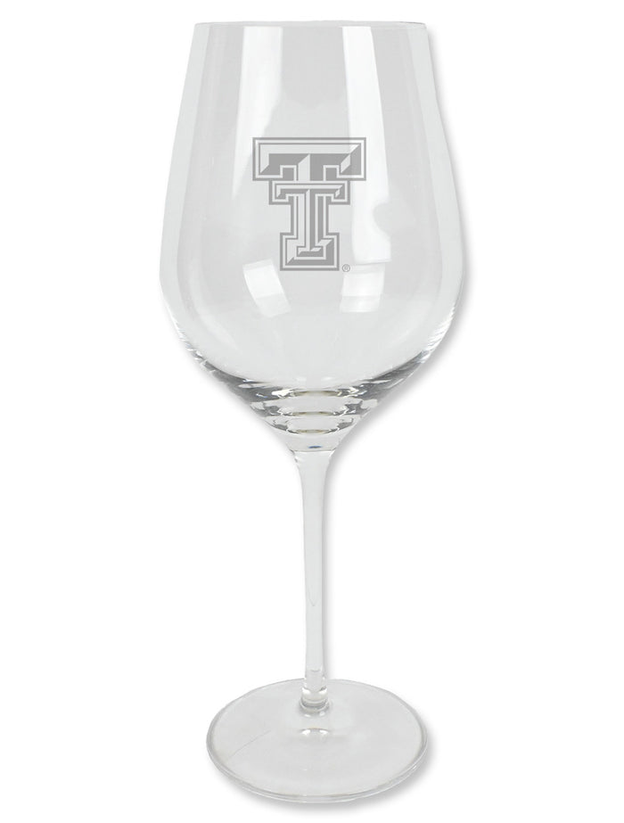 Texas Tech Etched Double T Chardonnay Wine Glass