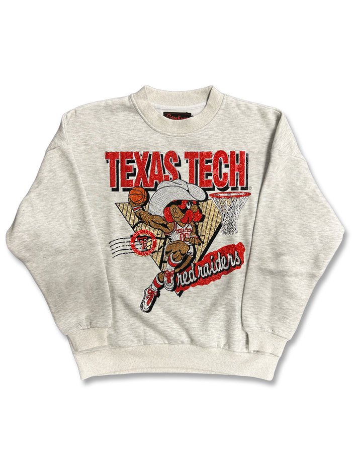 Texas Tech Rhinestone Raider Red Slam Dunk Crewneck Sweatshirt