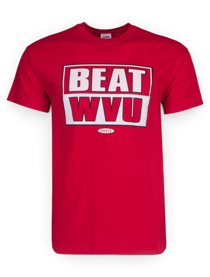 Beat WVU on Red T-Shirt – Front view