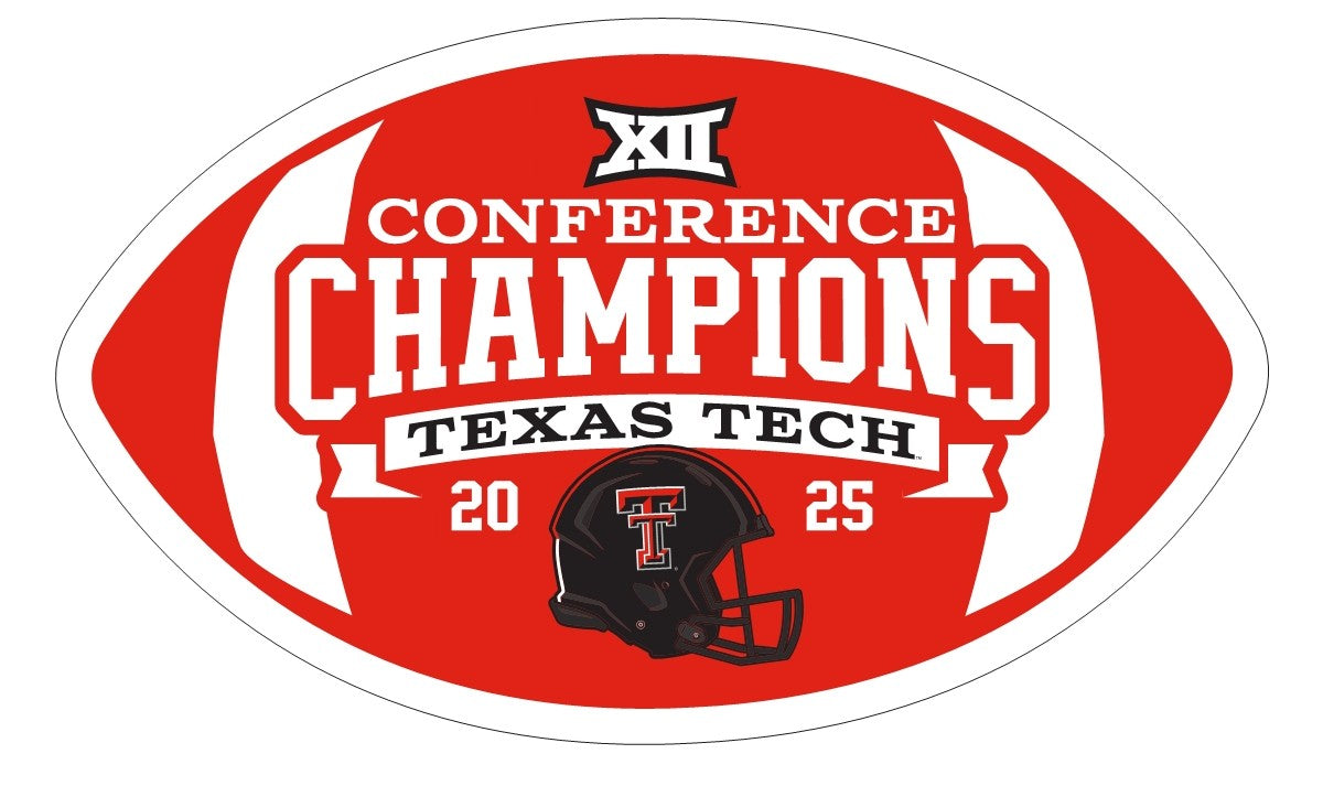 Texas Tech Big 12 CHAMPS "Helmet" 6" Football Shaped Magnet