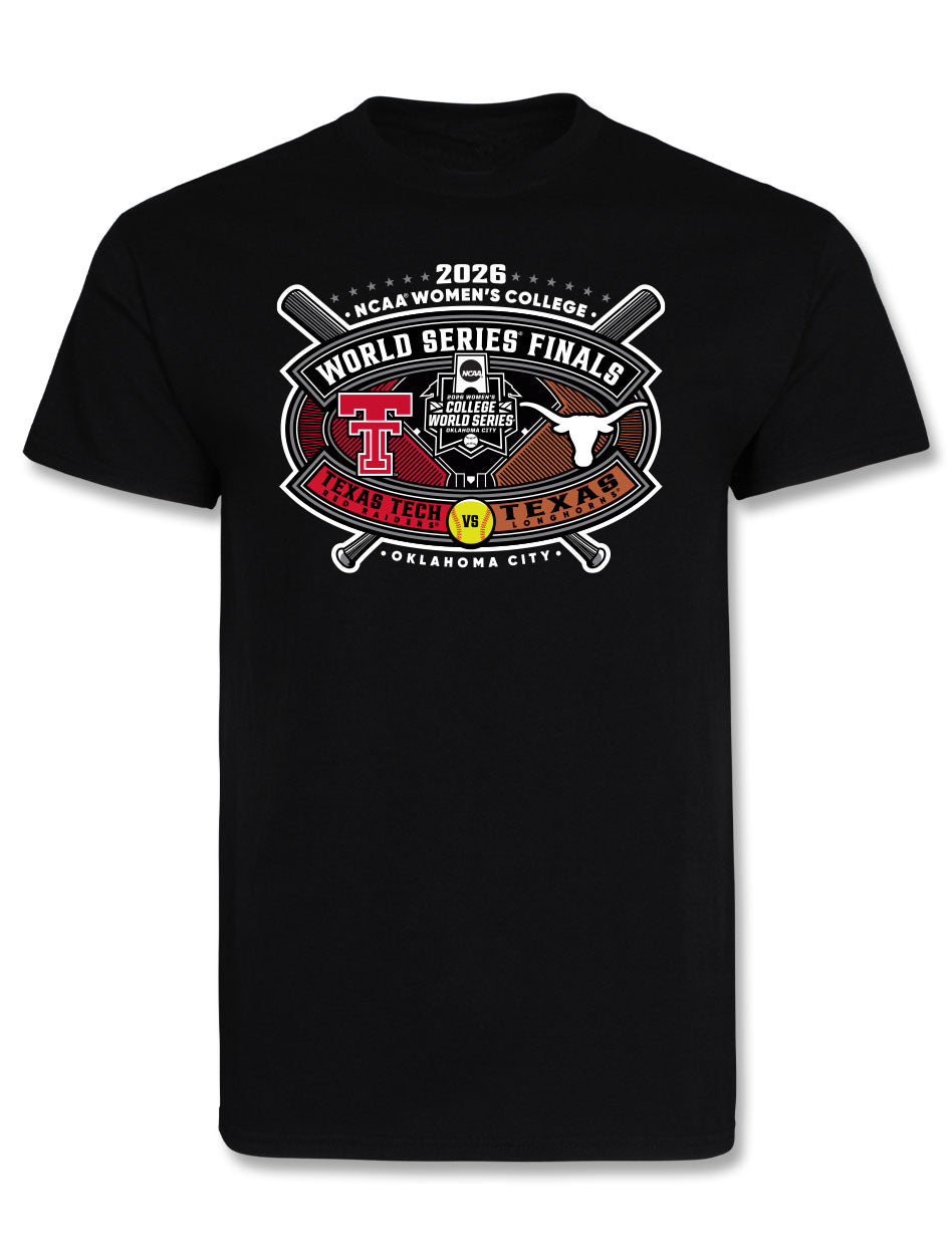 Texas Tech WCWS 2026 "Infield Fly Match-Up" Black T-Shirt