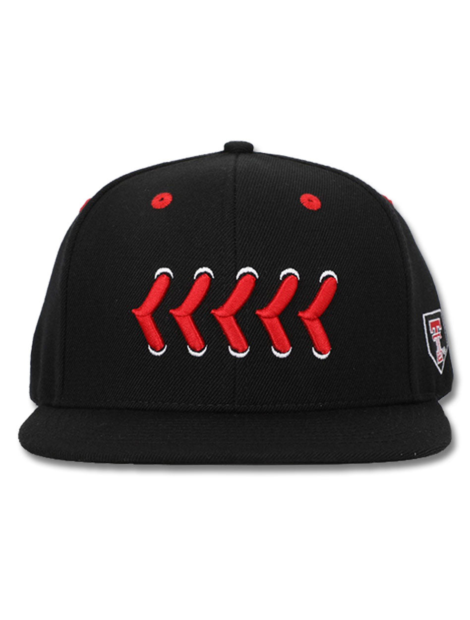 Texas Tech "Stitches" Baseball Black Snapback Cap