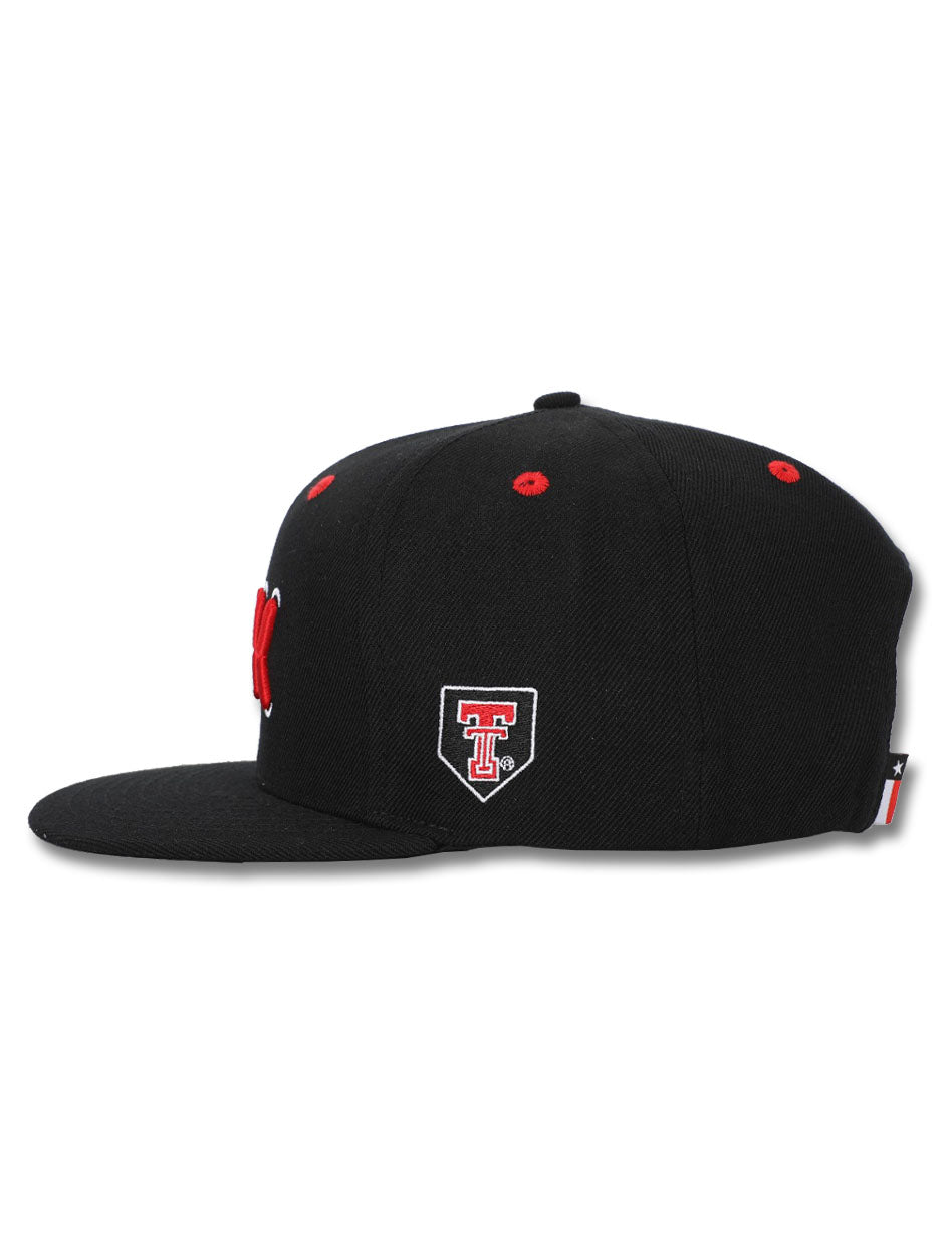 Texas Tech "Stitches" Baseball Black Snapback Cap