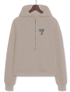 Dark Horse Texas Tech "Serenity" Half Zip Tan Crop Hoodie
