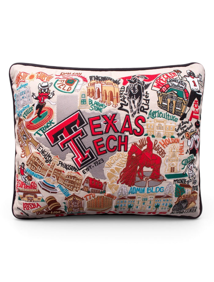 Catstudio Embroidered Texas Tech Red Raiders Decorative Pillow – Front view