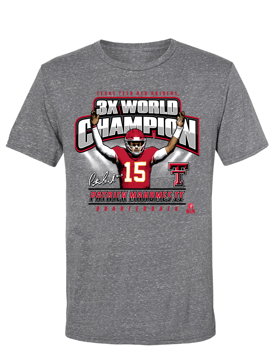 Texas Tech Mahomes "3X Champ Celebration" Grey T-Shirt