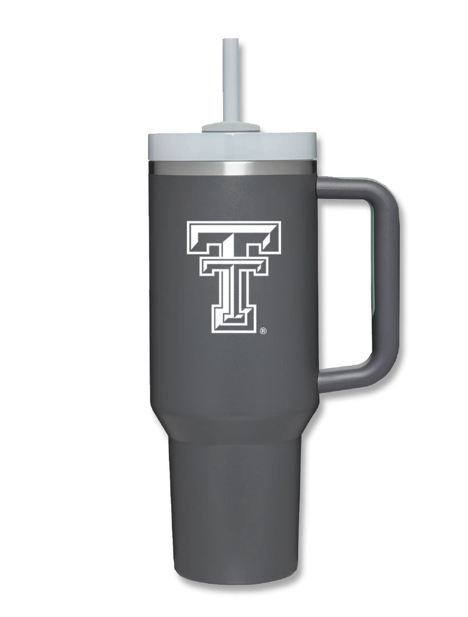 Texas Tech Double T 2.0 40 oz Tumbler with Straw in Charcoal