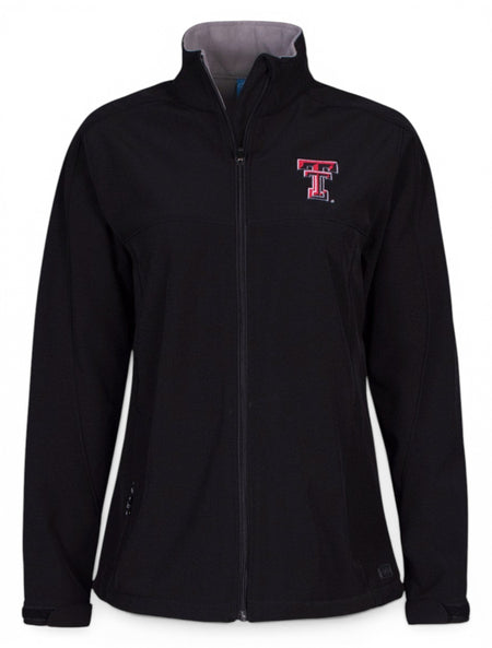 Charles River Texas Tech "Soft Shell" on Women's Black Jacket – Front view