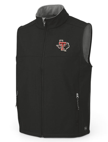Charles River Texas Tech "Soft Shell" Pride Black Full Zip Vest – Front view