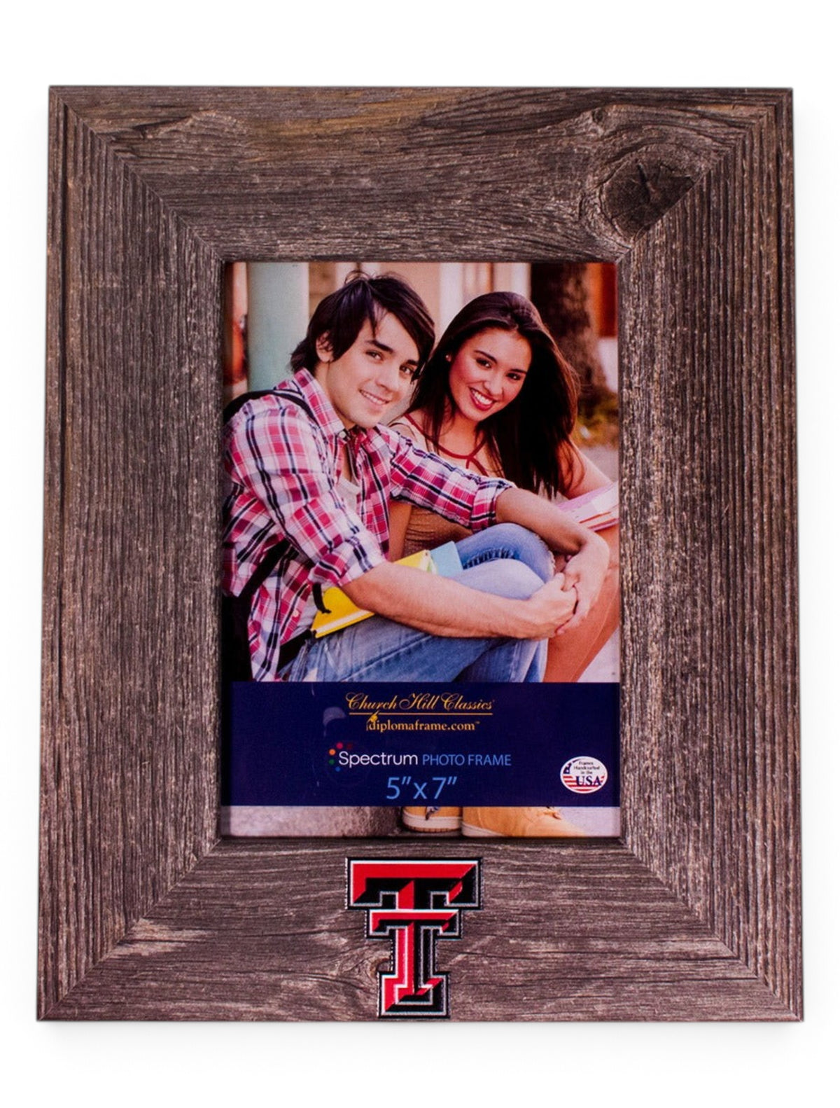 Churchill Classics Texas Tech Red Raiders Double T Barnwood Grey Washed 5"x7" Vertical Frame – Front view