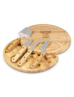 Circo Texas Tech Double T on Wooden Cutting Board & Cheese Knife Set – Front view