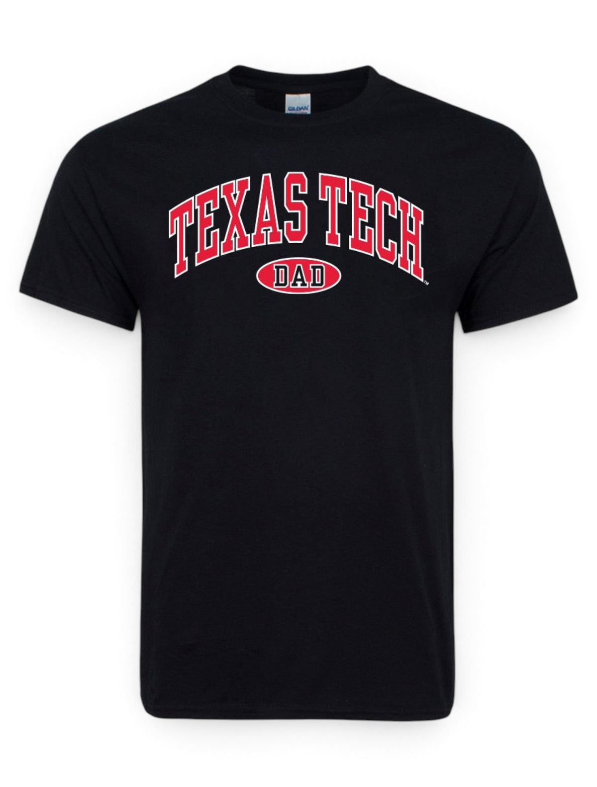 Classic Texas Tech Arch with Dad Black T-Shirt – Front view