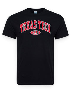 Classic Texas Tech Arch with Dad Black T-Shirt – Front view