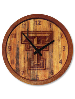 Texas Tech "Faux" Barrel Clock Branded with Double T