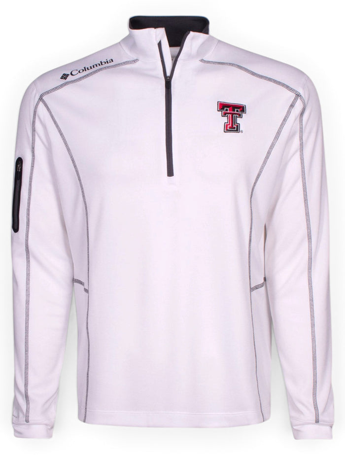 Columbia Texas Tech "Shotgun" White Quarter Zip – Front view