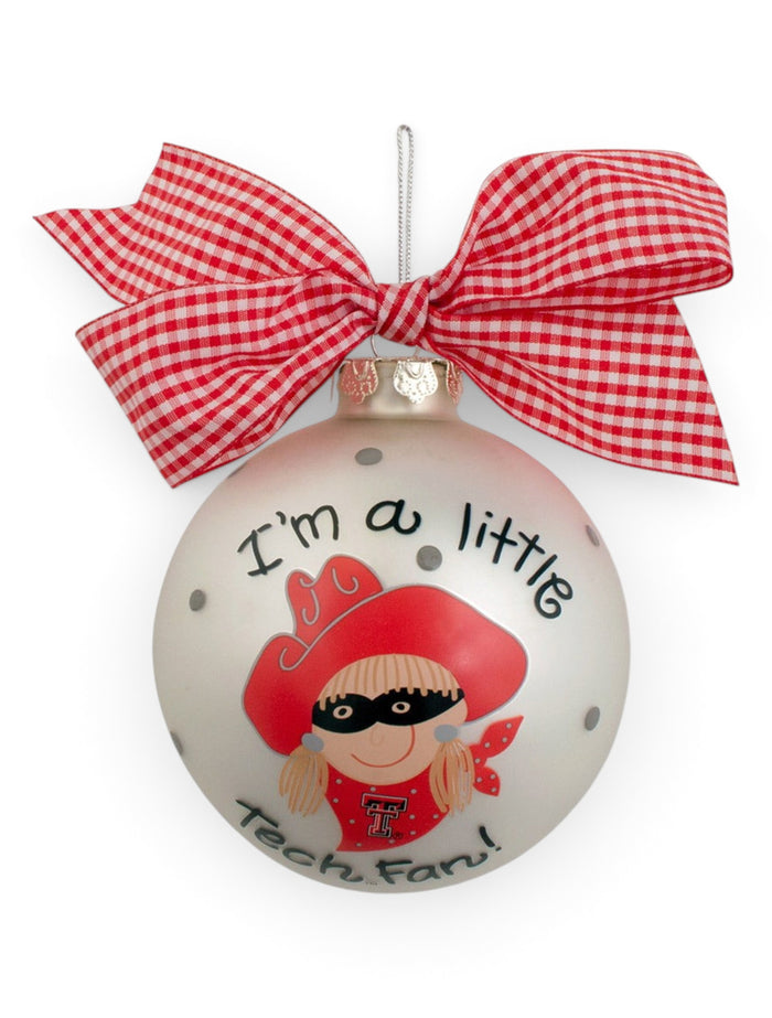 Cowgirl Tech Fan White Satin Metallic Ornament – Front view