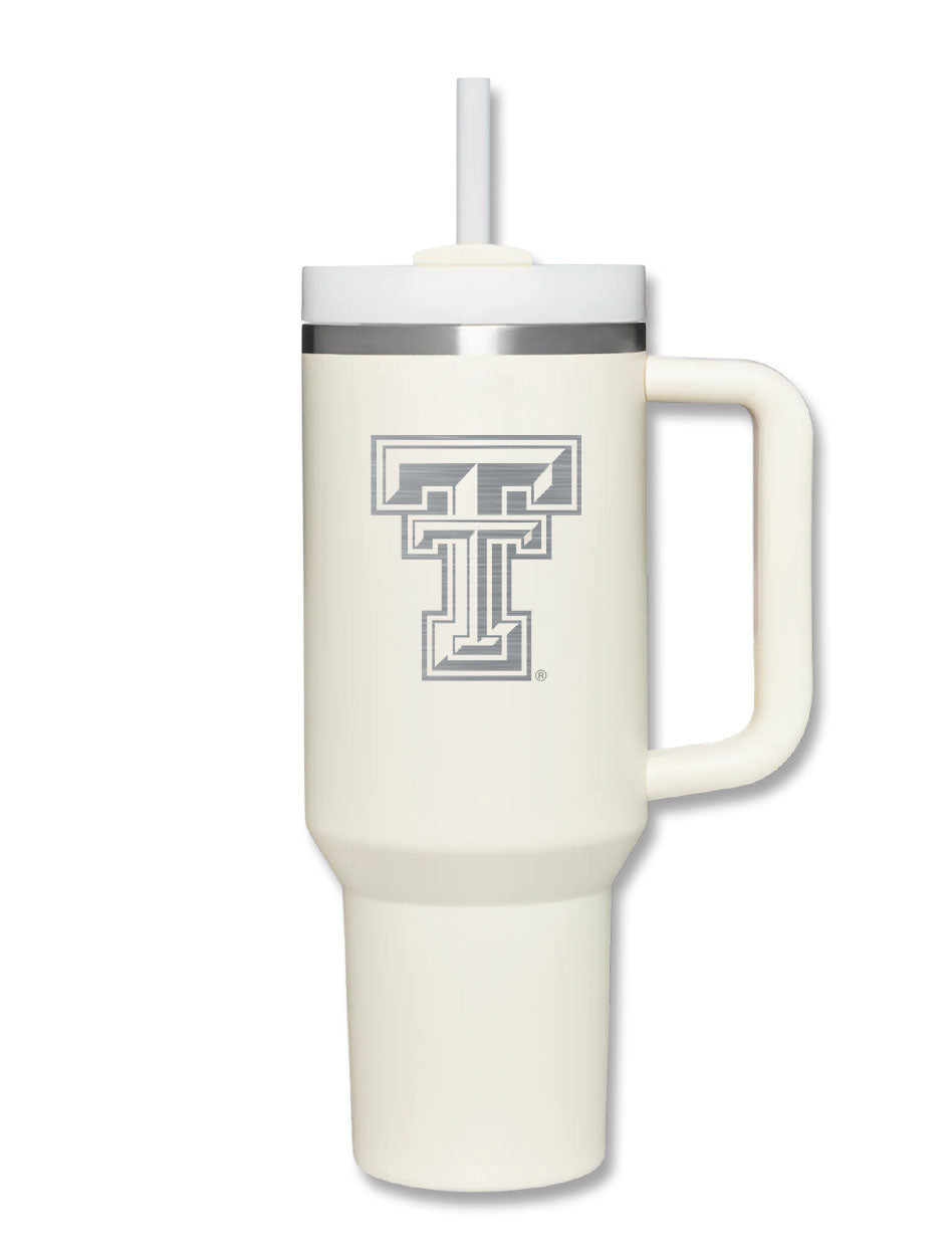 Texas Tech Double T 2.0 40 oz Tumbler with Straw in Ivory