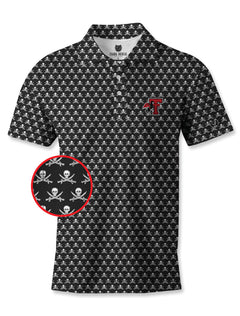 Texas Tech Dark Horse Leach Era "Repeat Crossbones" Premium Black Polo