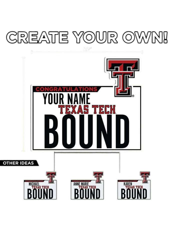 CUSTOM Texas Tech Red Raiders "Congratulations Texas Tech Bound" Lawn Sign – Front view