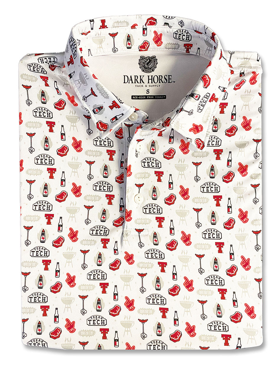 Texas Tech Dark Horse "Tailgate" Premium White Polo