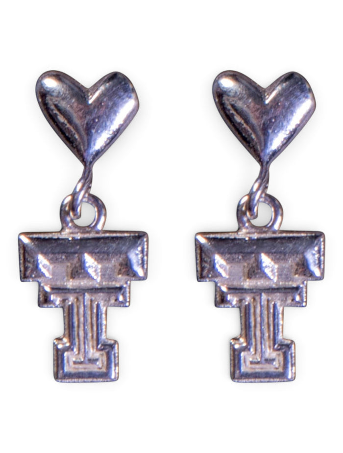 DaynaU Texas Tech Double T Heart Post Earrings – Front view