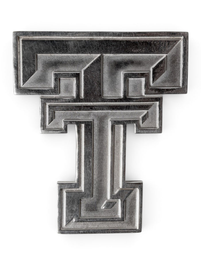 DaynaU Texas Tech Large Double T Sterling Silver Charm or Pin – Front view