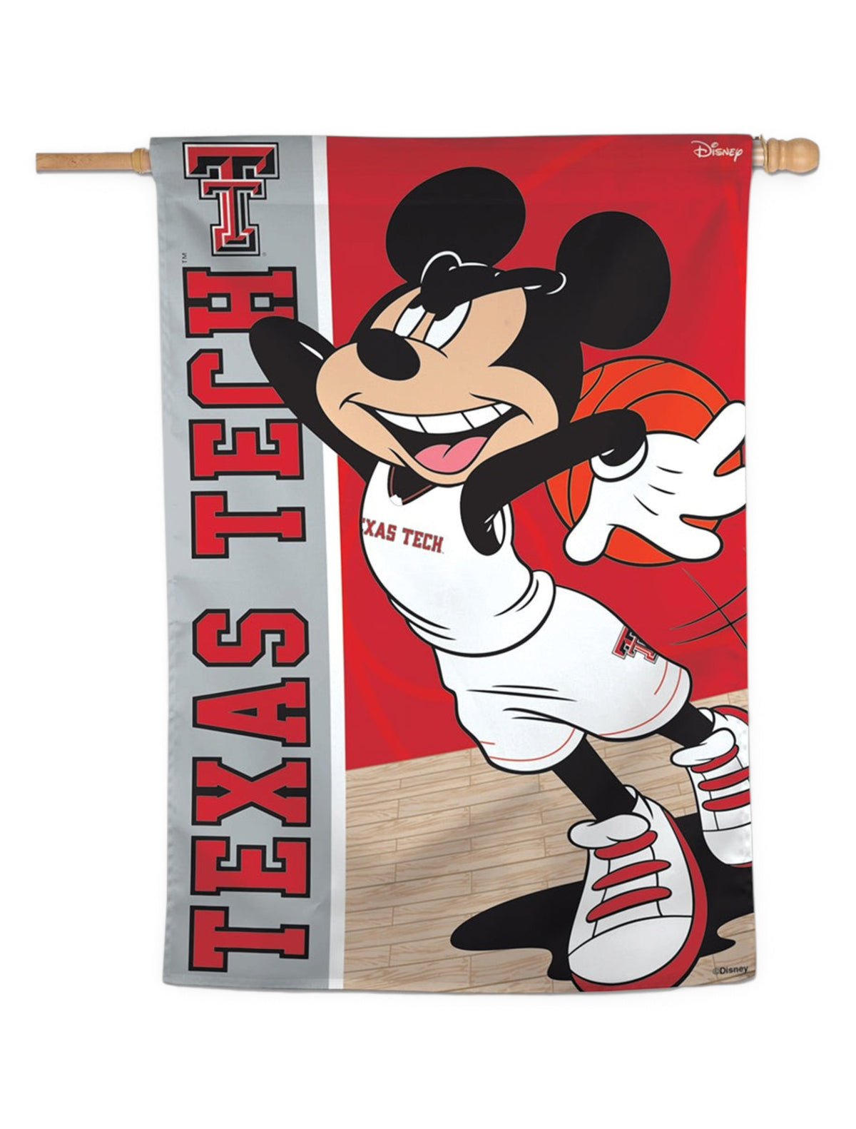 Disney x Red Raider Outfitter Texas Tech "Dunking Mickey" Vertical House Banner – Front view