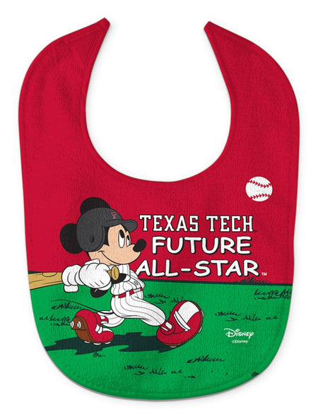 Disney x Red Raider Outfitter Texas Tech "Future All-Star" Baseball Baby Bib – Front view