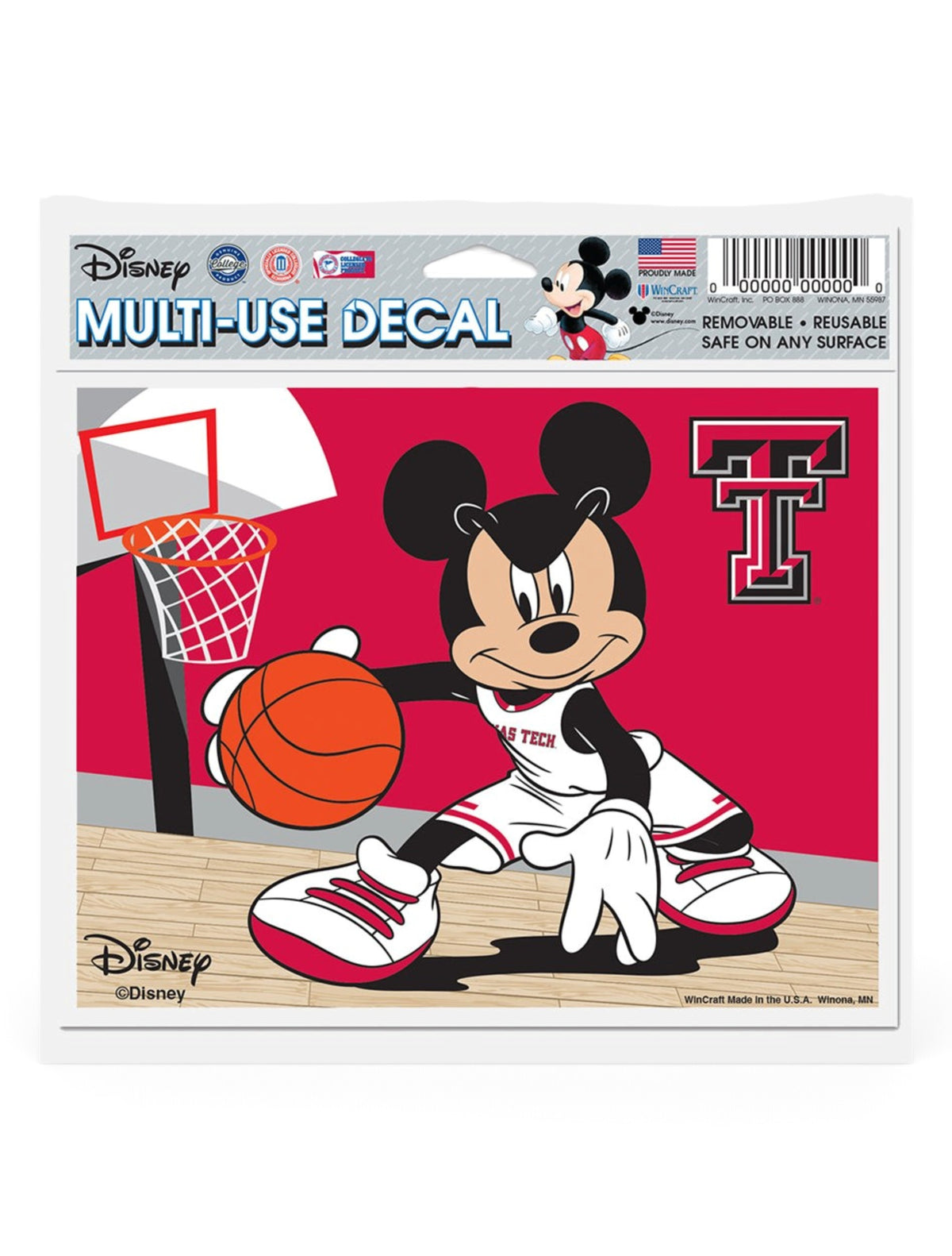 Disney x Red Raider Outfitter Texas Tech Mickey "Basketball Court" Decal – Front view