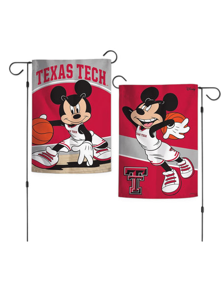 Disney x Red Raider Outfitter Texas Tech Mickey "Basketball Player" Garden Flag Banner – Front view