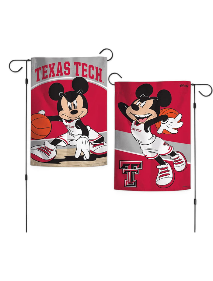 Disney x Red Raider Outfitter Texas Tech Mickey "Basketball Player" Garden Flag Banner – Front view