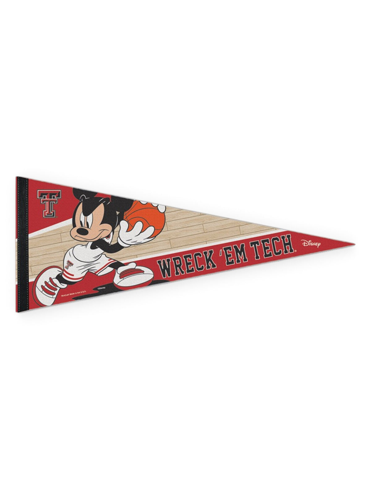 Disney x Red Raider Outfitter Texas Tech Mickey "Basketball Player" Pennant – Front view