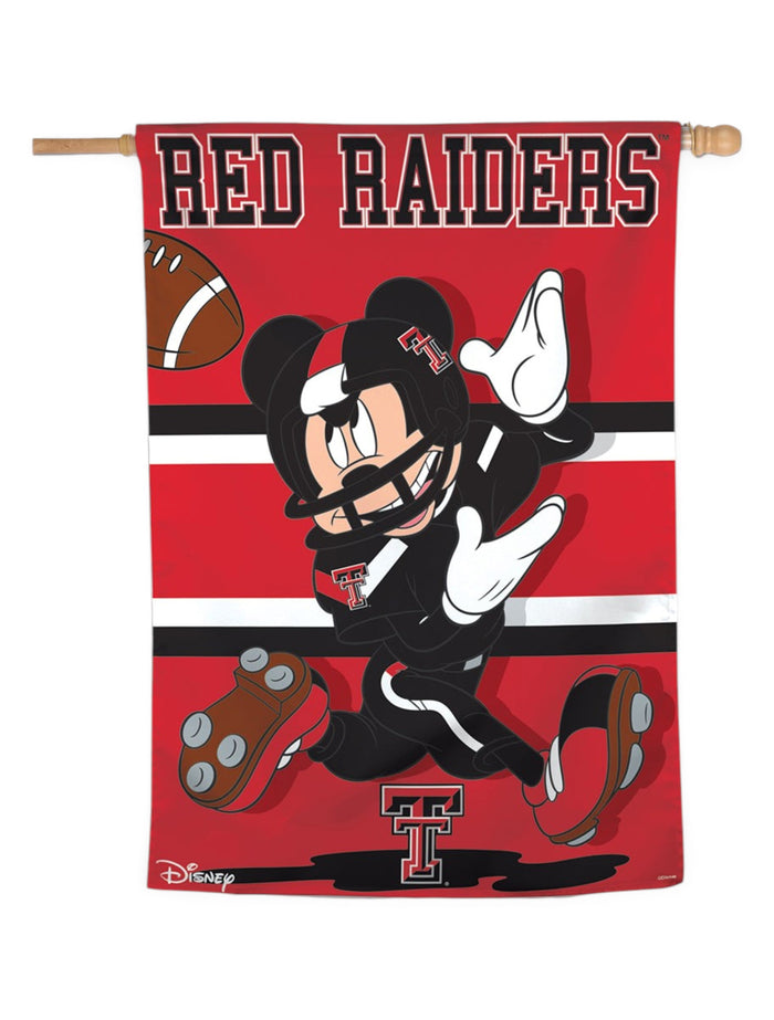 Disney x Red Raider Outfitter Texas Tech Mickey "Football Player" Vertical House Banner – Front view