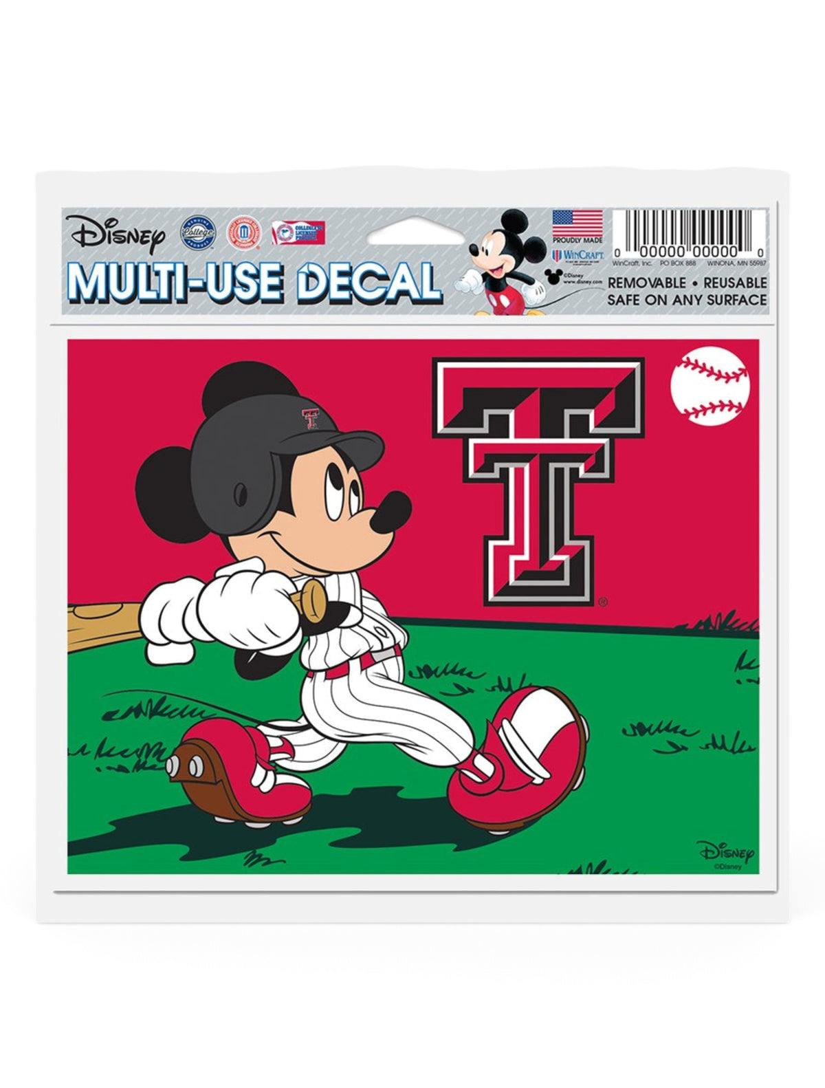 Disney x Red Raider Outfitter Texas Tech Mickey on Baseball Field Decal – Front view