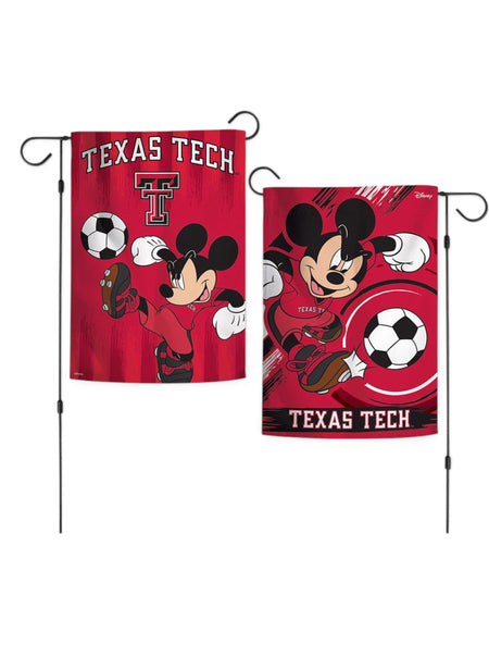 Disney x Red Raider Outfitter Texas Tech Mickey "Soccer Player" Garden Flag Banner – Front view