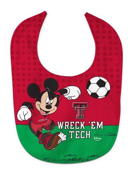Disney x Red Raider Outfitter Texas Tech "Wreck' Em Tech" Soccer Baby Bib – Front view