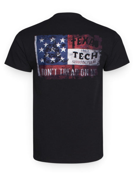 Don't Tread on Me Flag Black T-Shirt - Texas Tech – Front view