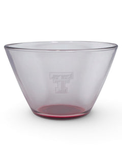 Double T on 1 Quart Clear & Red Glass Serving Bowl – Front view