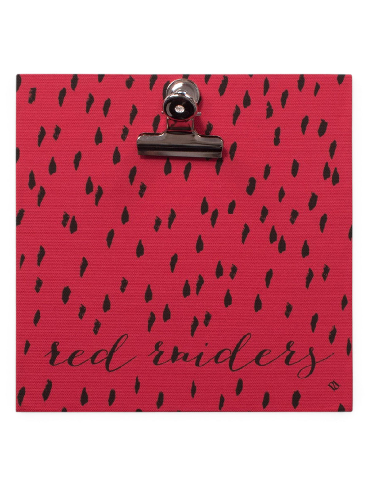 Dry Brush Mark Red Raiders Script Red Clip Frame – Front view