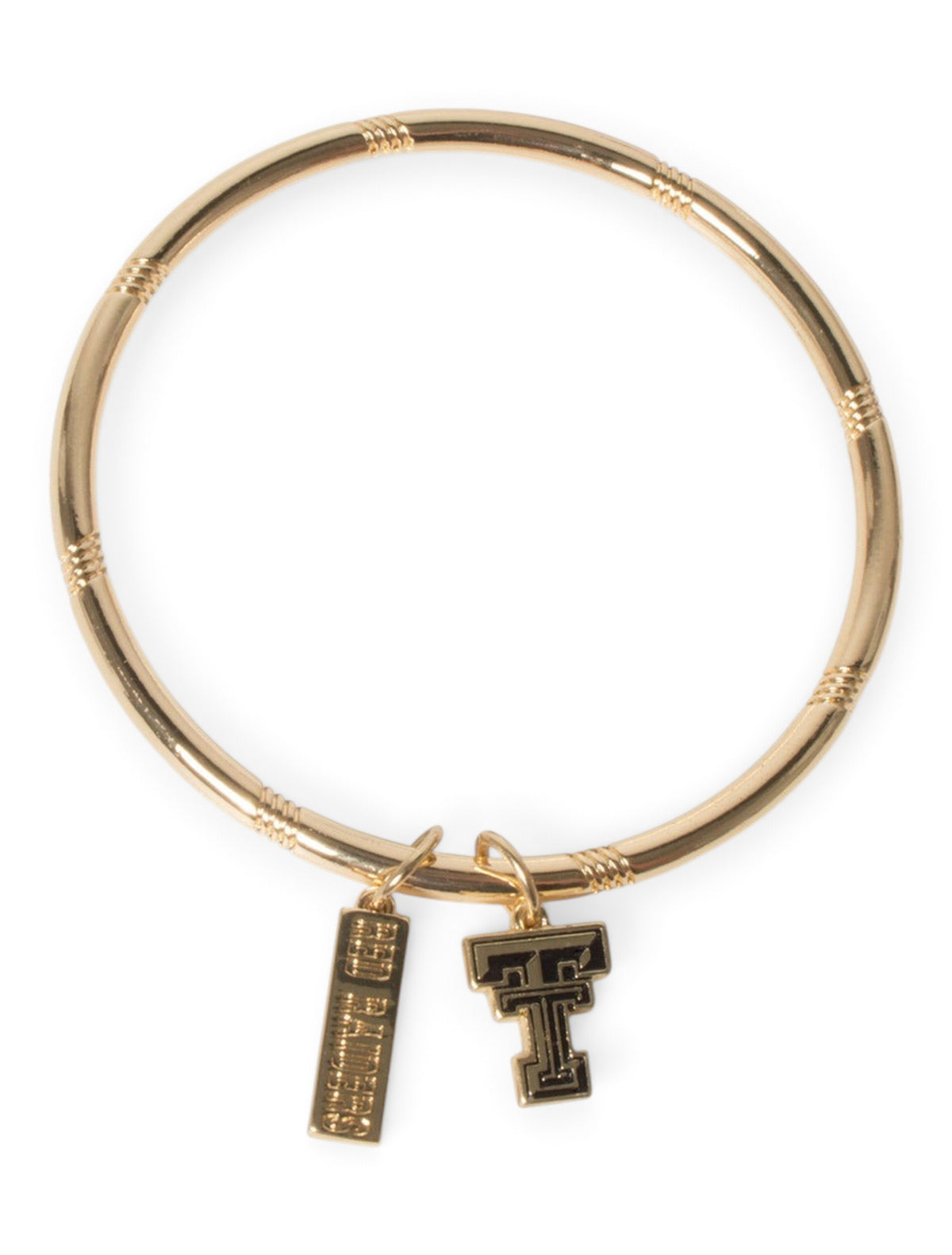 Emerson Double Charm Gold Bangle – Front view
